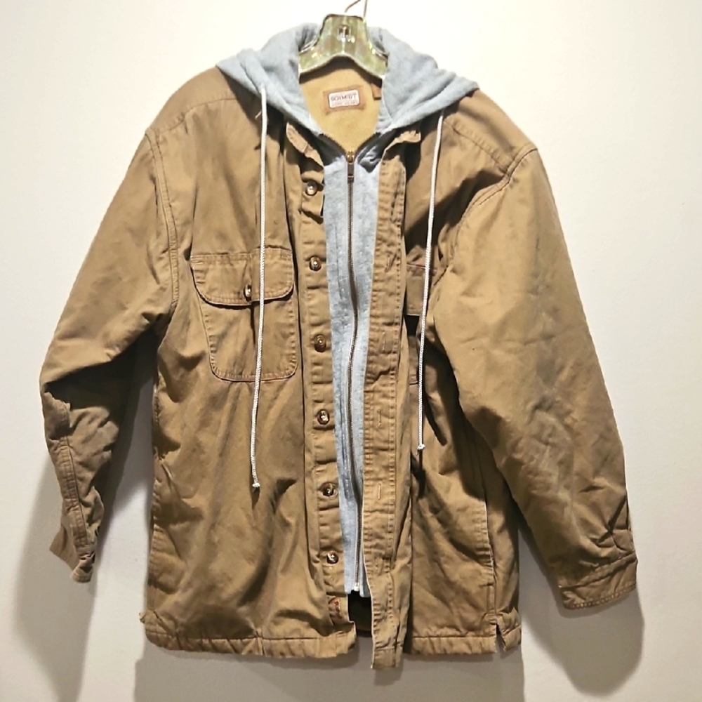 C.E. Schmidt Men's Tan Jacket with Hoodie work wear size Large